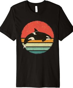 Orca Killer Whale Ocean Retro Sunset Premium T-Shirt