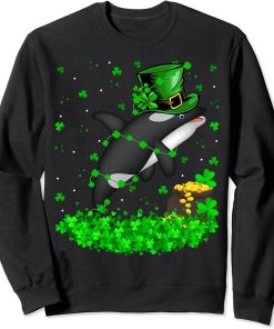 Irish Shamrock Leprechaun Orca Fish St. Patrick"s Day Sweatshirt